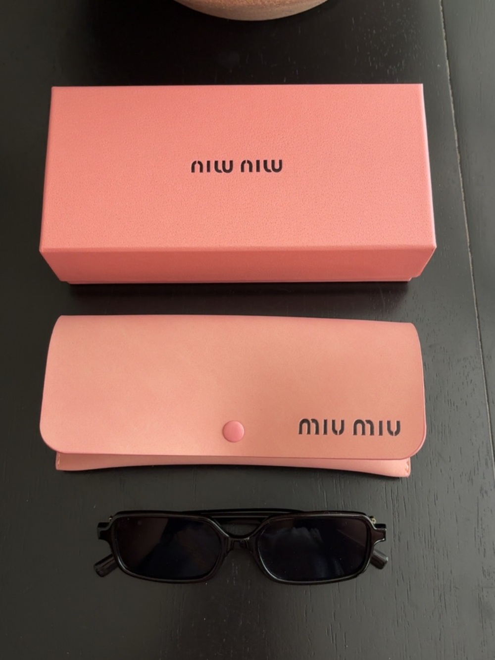 Miu Miu Black Sunglasses with Pink Case